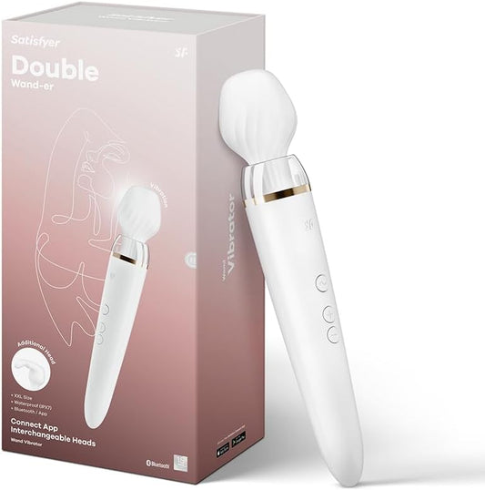 Double Wand-Er Vibrator Massager Multi-Speed Sex Toy for Woman, White