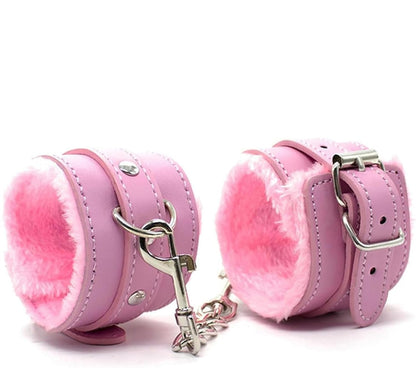 Soft Pink Cosplay Plush Handcuffs Set 