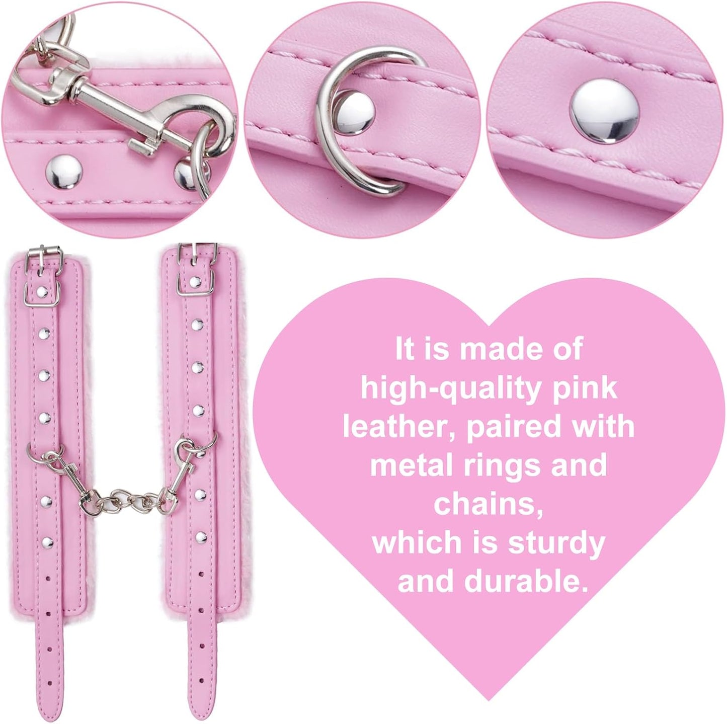 Soft Pink Cosplay Plush Handcuffs Set 